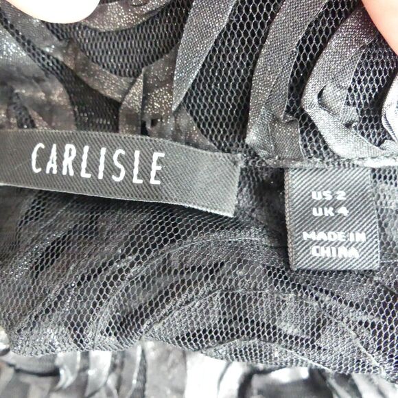 Carlisle Rose Applique Evening Jacket Size US 2 Black Elegant Floral Event Artsy - Picture 6 of 7